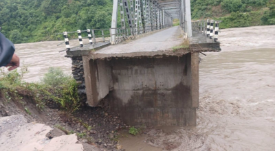 कालीगण्डकीको बाढीले पुलको पहुँचमार्ग बगायो