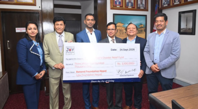 भोटेकोशी बाढी प्रभावितका लागि आनन्द फाउन्डेसनद्वारा ३१ लाख सहयोग