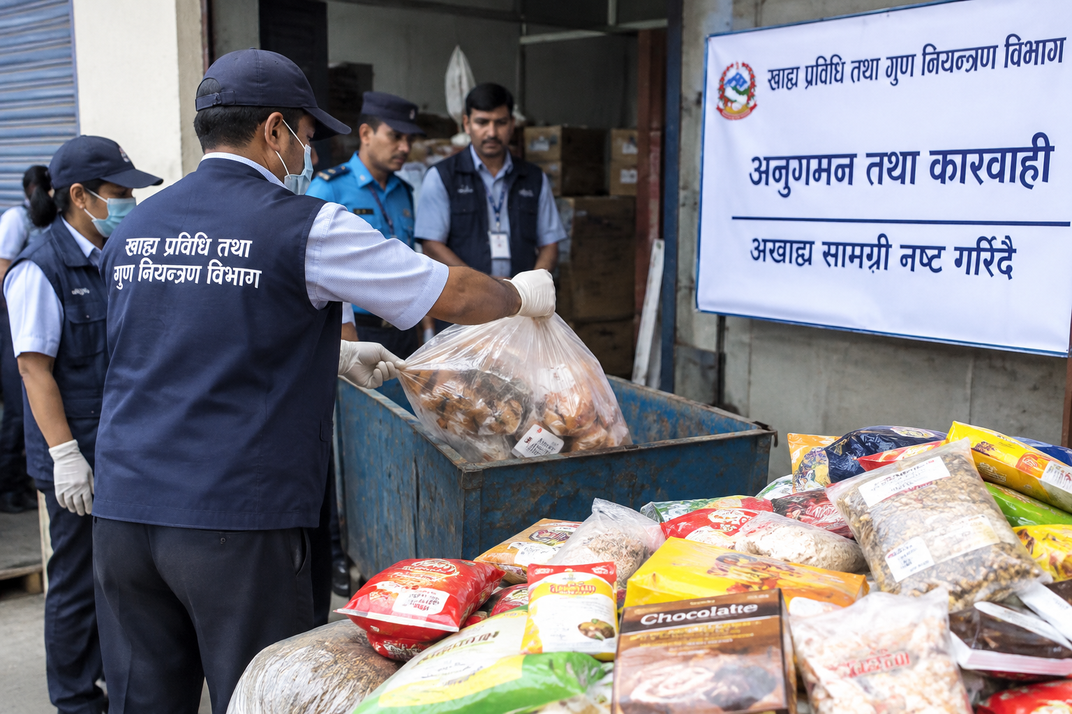 चन्द्रागिरिका चार खाद्य उद्योगमा अनुगमन: अखाद्य वस्तु नष्ट