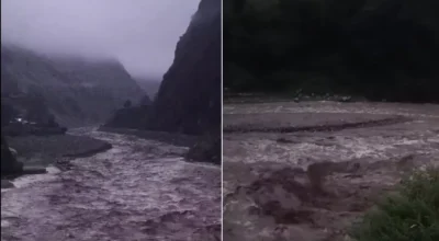 थेराङ खोला सहित बूढीगण्डकी नदीमा आएको बाढीले नाम्रुङमा पुल र जलविद्युत्मा क्षति : चुमनुब्रीवासी र पर्यटक समस्यामा