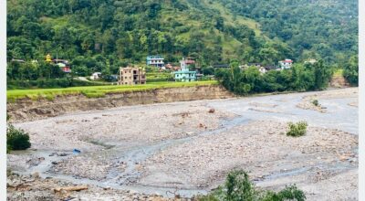 बाढीले धानखेत बगाएपछि किसान चिन्तित