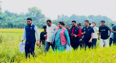 केरा खेतीमा भएको क्षतिबारे मन्त्री चौधरीद्वारा कृषकसँग छलफल